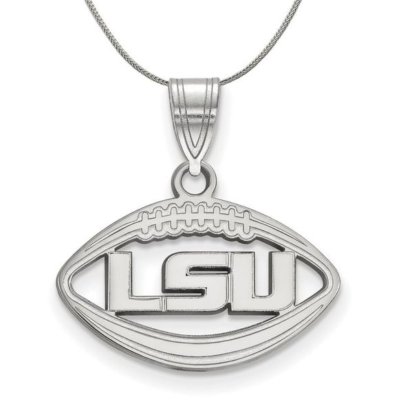 Sterling Silver Louisiana State Football Necklace - 16 Inch